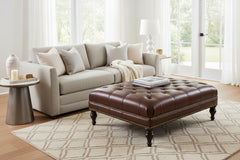 Hubert Tufted 36", 42" Or 46" Inch Square Leather Ottoman (3 Sizes Available)