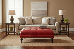 Hubert Tufted 36", 42" Or 46" Inch Square Leather Ottoman (3 Sizes Available)