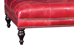 Hubert Tufted 36", 42" Or 46" Inch Square Leather Ottoman (3 Sizes Available)