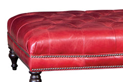 Hubert Tufted 36", 42" Or 46" Inch Square Leather Ottoman (3 Sizes Available)