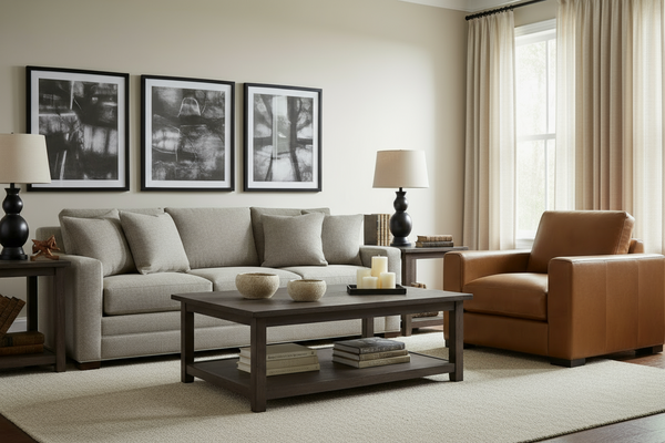 Hugh Modern Track Arm Leather Club Chair