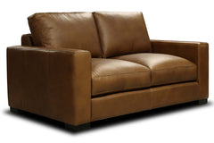 Hugh Modern Leather Track Arm Loveseat