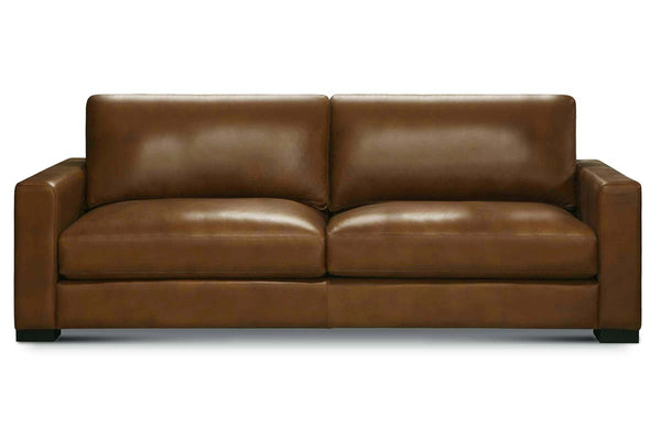 Hugh 90 Inch Modern Leather Two Cushion Track Arm Sofa