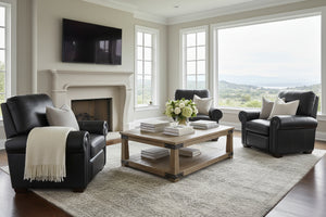 Huntington Traditional Leather Rolled Arm Club Chair Recliner