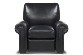 Huntington Traditional Leather Rolled Arm Club Chair Recliner