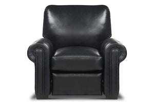 Huntington Traditional Leather Rolled Arm Club Chair Recliner