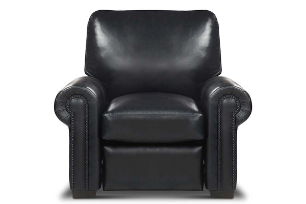 Huntington Traditional Leather Rolled Arm Club Chair Recliner