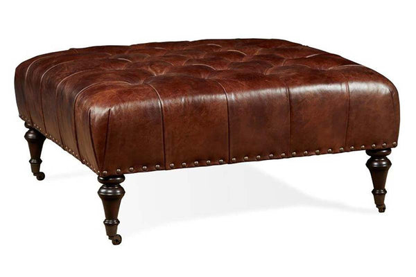 Ingram "Quick Ship" 42 Inch Square Tufted Square Leather Cocktail Ottoman