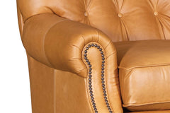 Irving Leather Tufted SWIVEL Accent Chair With Nail Trim