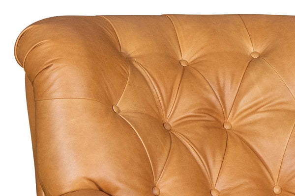 Irving Leather Tufted SWIVEL Accent Chair With Nail Trim