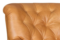 Irving Leather Tufted SWIVEL Accent Chair With Nail Trim