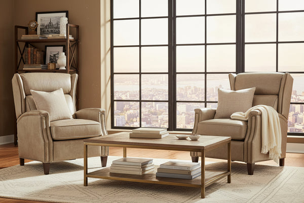 Isaac Caribou Dual Power "Quick Ship" Leather Transitional Recliner