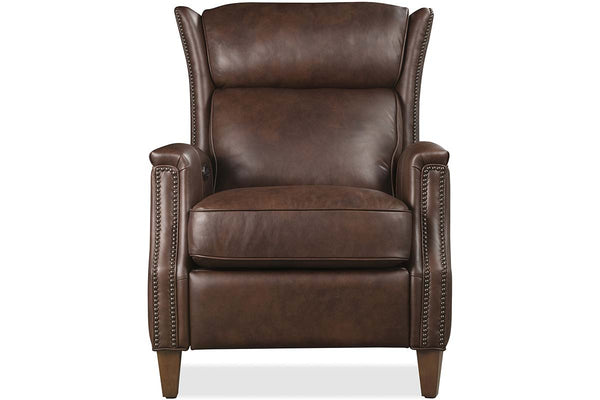 Isaac Cognac Dual Power "Quick Ship" Leather Transitional Recliner
