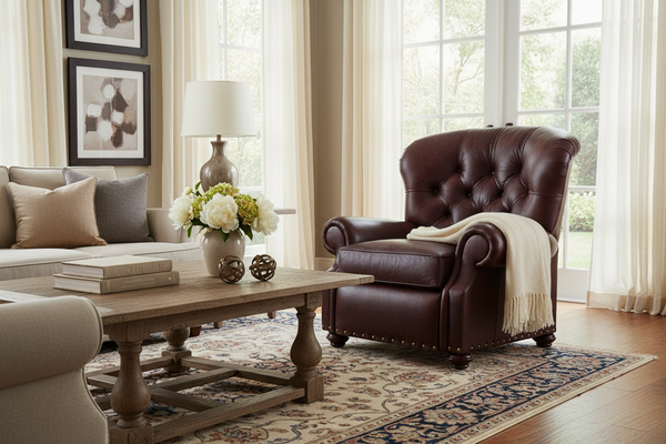 Jackson "Ready To Ship" Tufted Leather Recliner