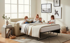 Jasper 89 Inch Track Arm Queen Pull Out Leather Sleeper Sofa