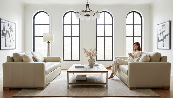 Jasper Bench Seat Track Arm Leather Sofa Or Sleeper Sofa