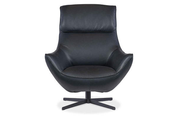 Jefferson Denim "Quick Ship" Leather Swivel Accent Chair (As Shown)