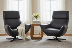 Jefferson Denim "Quick Ship" Leather Swivel Accent Chair (As Shown)