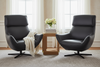 Image of Jefferson Denim "Quick Ship" Leather Swivel Accent Chair (As Shown)
