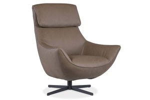 Jefferson Dust "Quick Ship" Leather Swivel Accent Chair (As Shown)