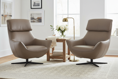 Jefferson Dust "Quick Ship" Leather Swivel Accent Chair (As Shown)