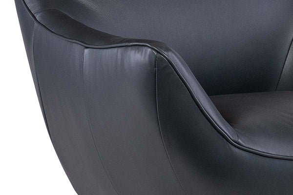 Jefferson Denim "Quick Ship" Leather Swivel Accent Chair (As Shown)