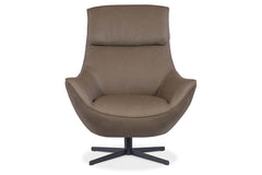 Jefferson Dust "Quick Ship" Leather Swivel Accent Chair (As Shown)