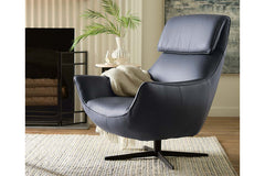 Jefferson Denim "Quick Ship" Leather Swivel Accent Chair (As Shown)