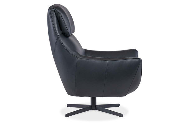 Jefferson Denim "Quick Ship" Leather Swivel Accent Chair (As Shown)