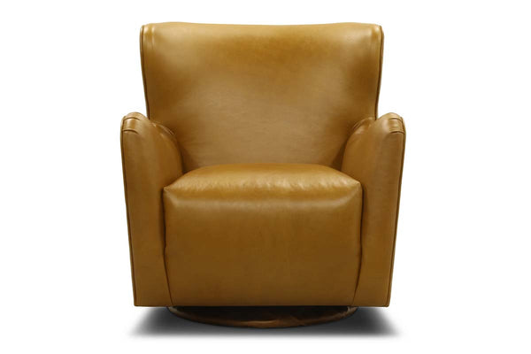 Jeffrey Contemporary Sculpted Leather Swivel Accent Chair