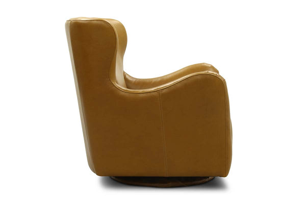 Jeffrey Contemporary Sculpted Leather Swivel Accent Chair