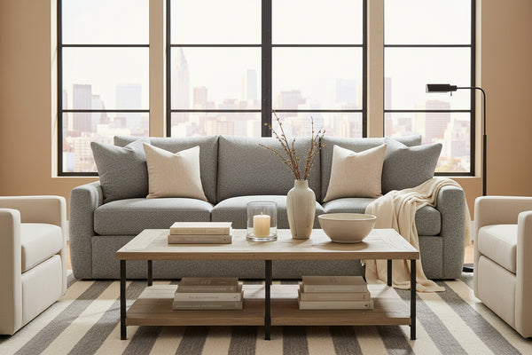 Julia 98 Inch Fabric Three Cushion Lounge Sofa