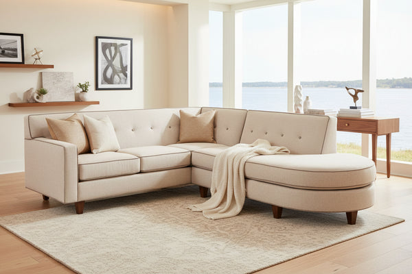 Justine Two Piece Mid-Century Fabric Sectional Sofa