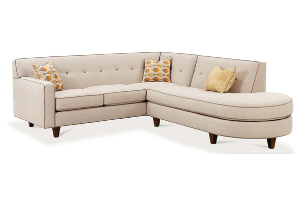 Justine Two Piece Mid-Century Fabric Sectional Sofa