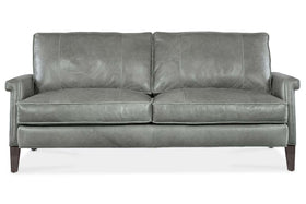 Kane 80 Inch Mid-Century Modern Pillow Back Leather Sofa