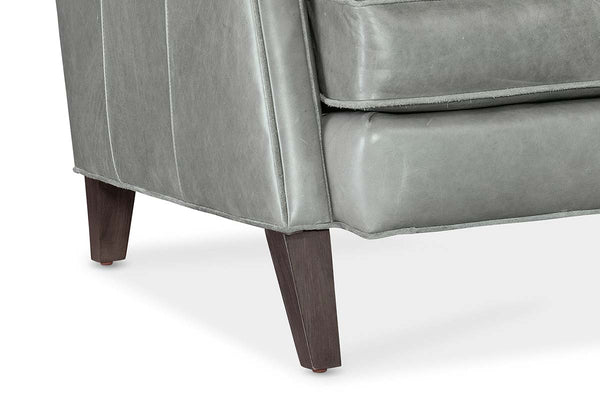 Kane 80 Inch Mid-Century Modern Pillow Back Leather Sofa