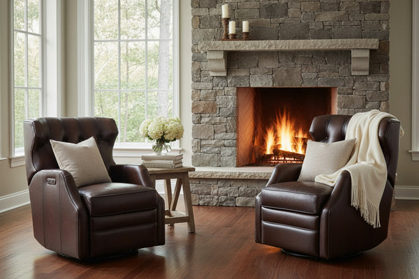 Karl Vortex Leather "Quick Ship" POWER Swivel/Glider Recliner