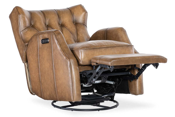 Karl Nature Leather "Quick Ship" POWER Swivel/Glider Recliner