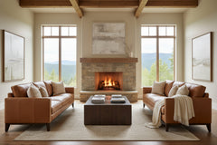 Kellan 85 Inch Modern Leather Track Arm Sofa