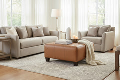 Kelsey 34 Inch Square Apartment Size Leather Cocktail Ottoman Table