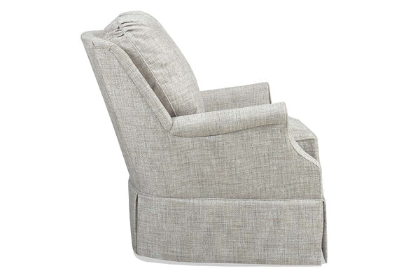 Kimberly 8-Way Hand Tied Traditional Fabric Attached Pillow Back SWIVEL/GLIDER Accent Chair With Skirt
