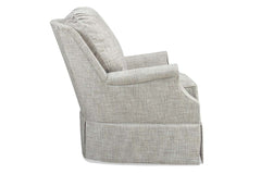 Kimberly 8-Way Hand Tied Traditional Fabric Attached Pillow Back SWIVEL/GLIDER Accent Chair With Skirt