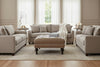 Image of Kline 33 Inch Square Button Tufted Ottoman With Turned Legs