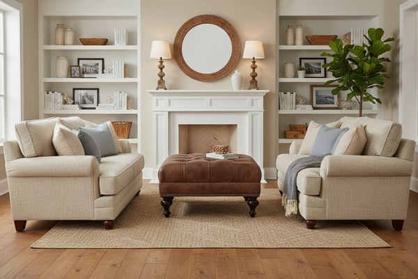 Kline 33 Inch Square Button Tufted Ottoman With Turned Legs