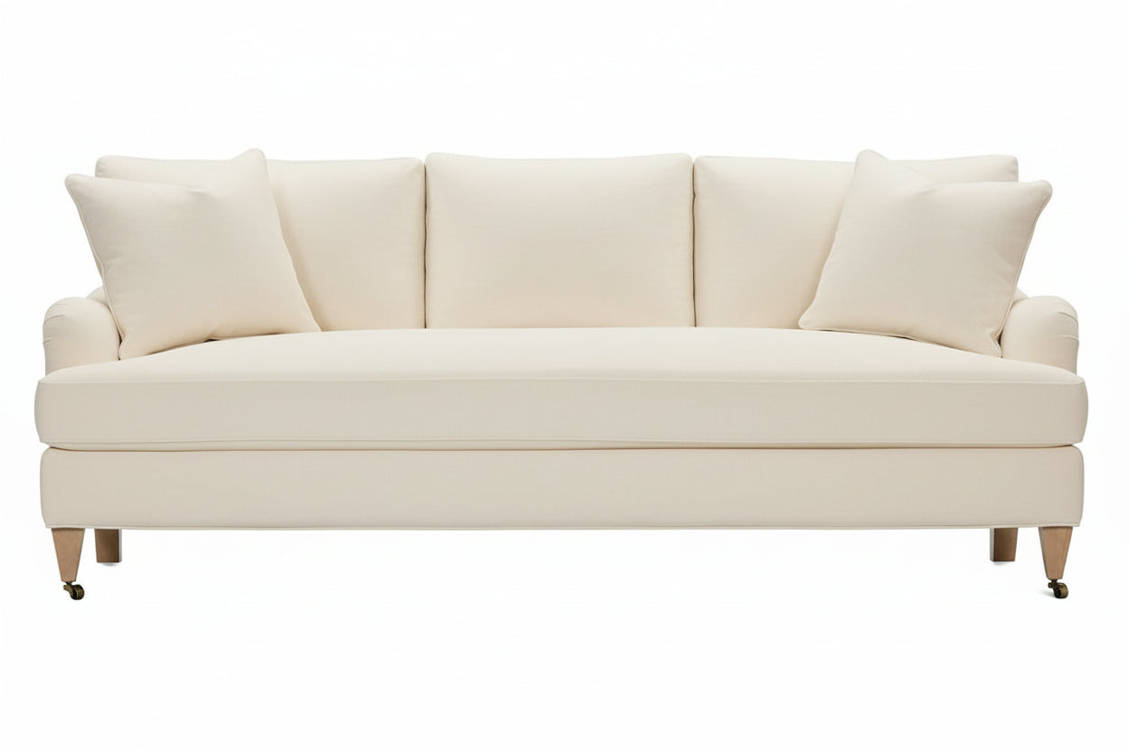 Kristen I 86 Inch English Arm Single Bench Seat Fabric Sofa - Club ...