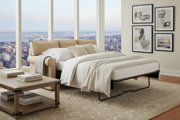 Kyle 84 Inch Queen Size Convertible Sleeper Sofa with Rolled Arms