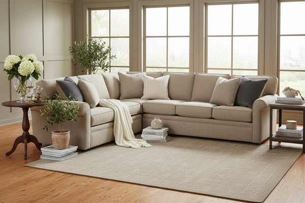 Kyle Traditional Pillow Back Two Piece Fabric Sectional Sofa (As Configured)