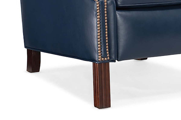 Liam Navy "Quick Ship" Traditional Chippendale Wingback Recliner