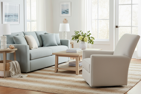 Lana "Quick Ship" 360 Degree SWIVEL/GLIDER Fabric Accent Chair