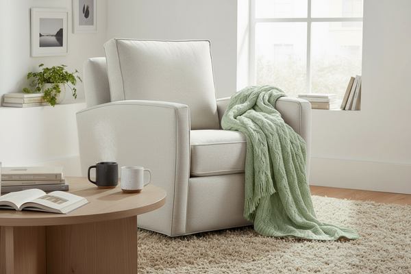 Lance "Quick Ship" 360 Degree SWIVEL/GLIDER Fabric Accent Chair